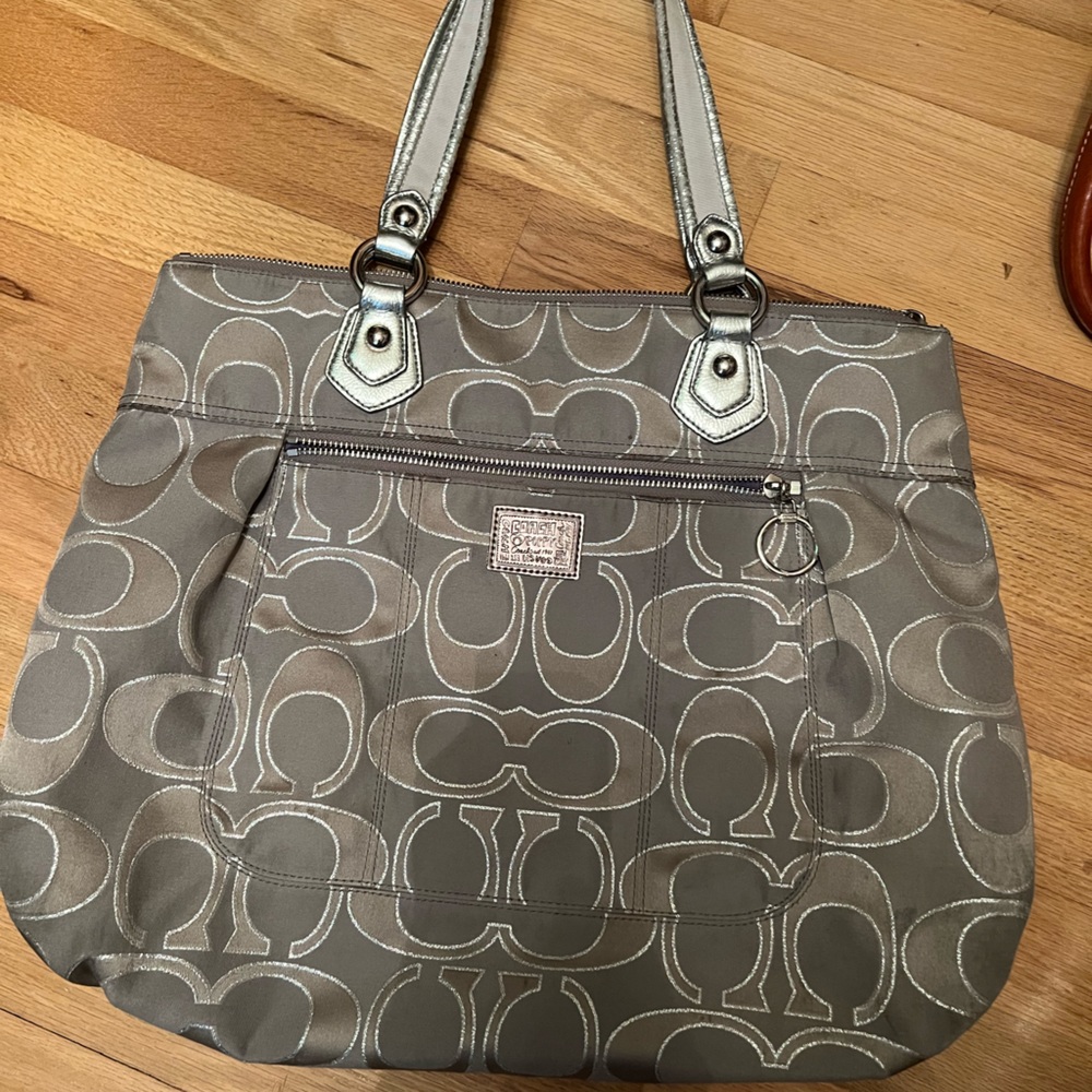 Coach Gray/silver Purse